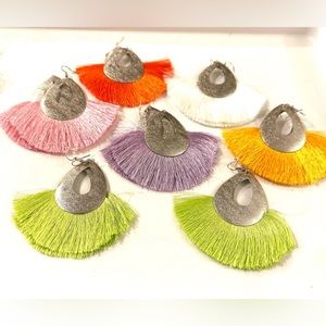 $15 EACH Silver Teardrop Tassel Earrings / Pick Your Color / 7 to Choose From